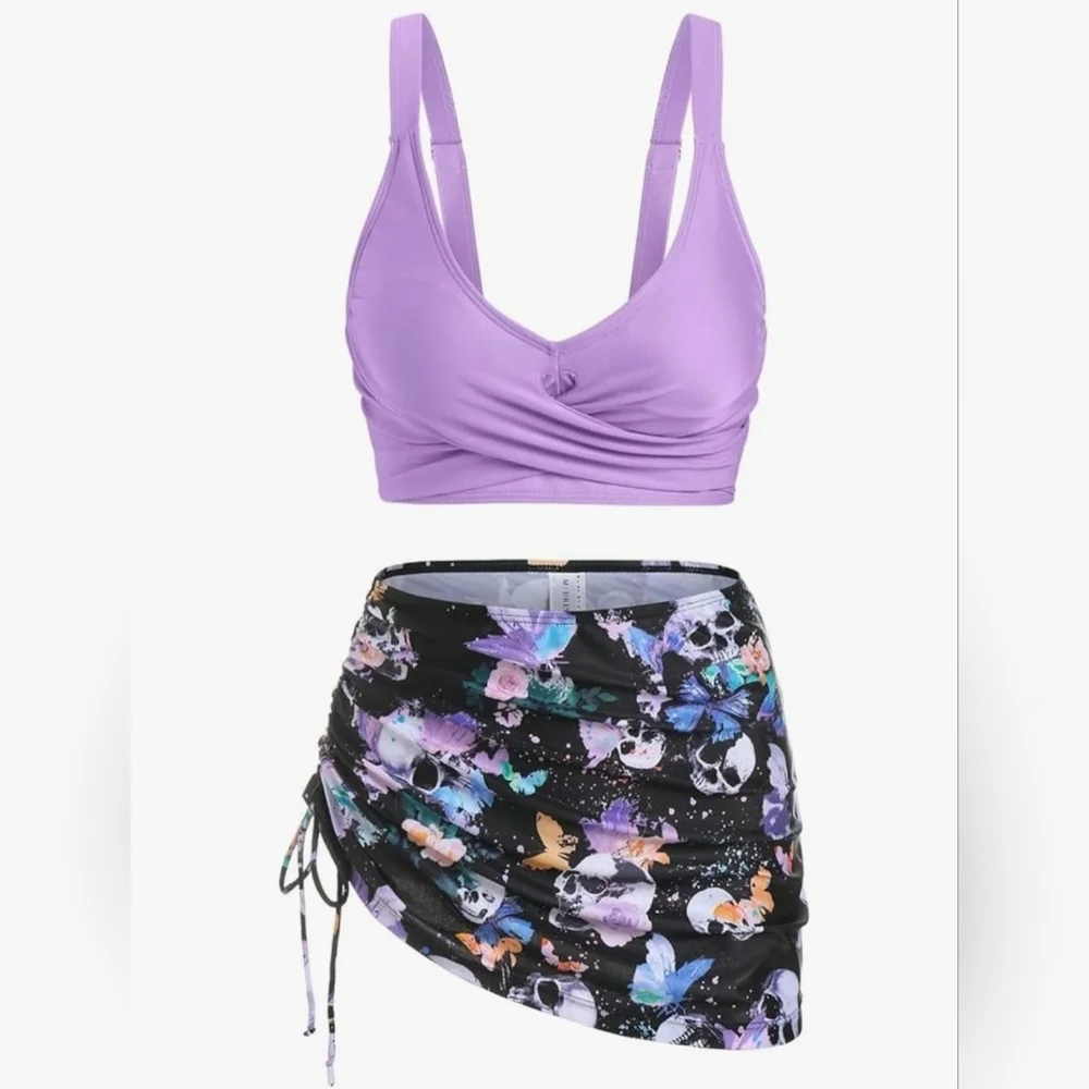 DRESSFO Women's High Waisted Bikini with Cover Up Skirt #887 - Picture 6 of 11